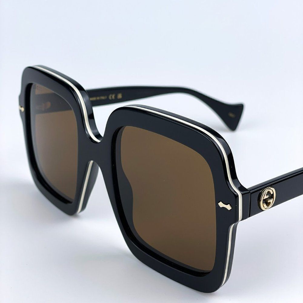 NEW Gucci GG1241S 001 Black Brown Oversized Square Women Sunglasses - Picture 7 of 13